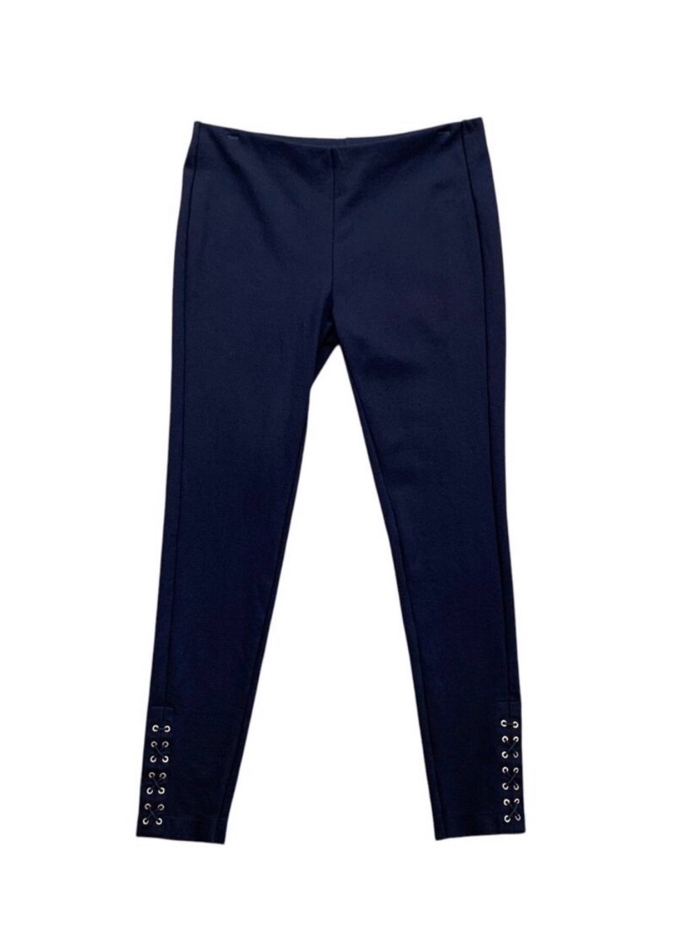 LAUREN RALPH LAUREN PANTS WOMENS PM MEDIUM PETITE NAVY BLUE PULL ON LACE ANKLE